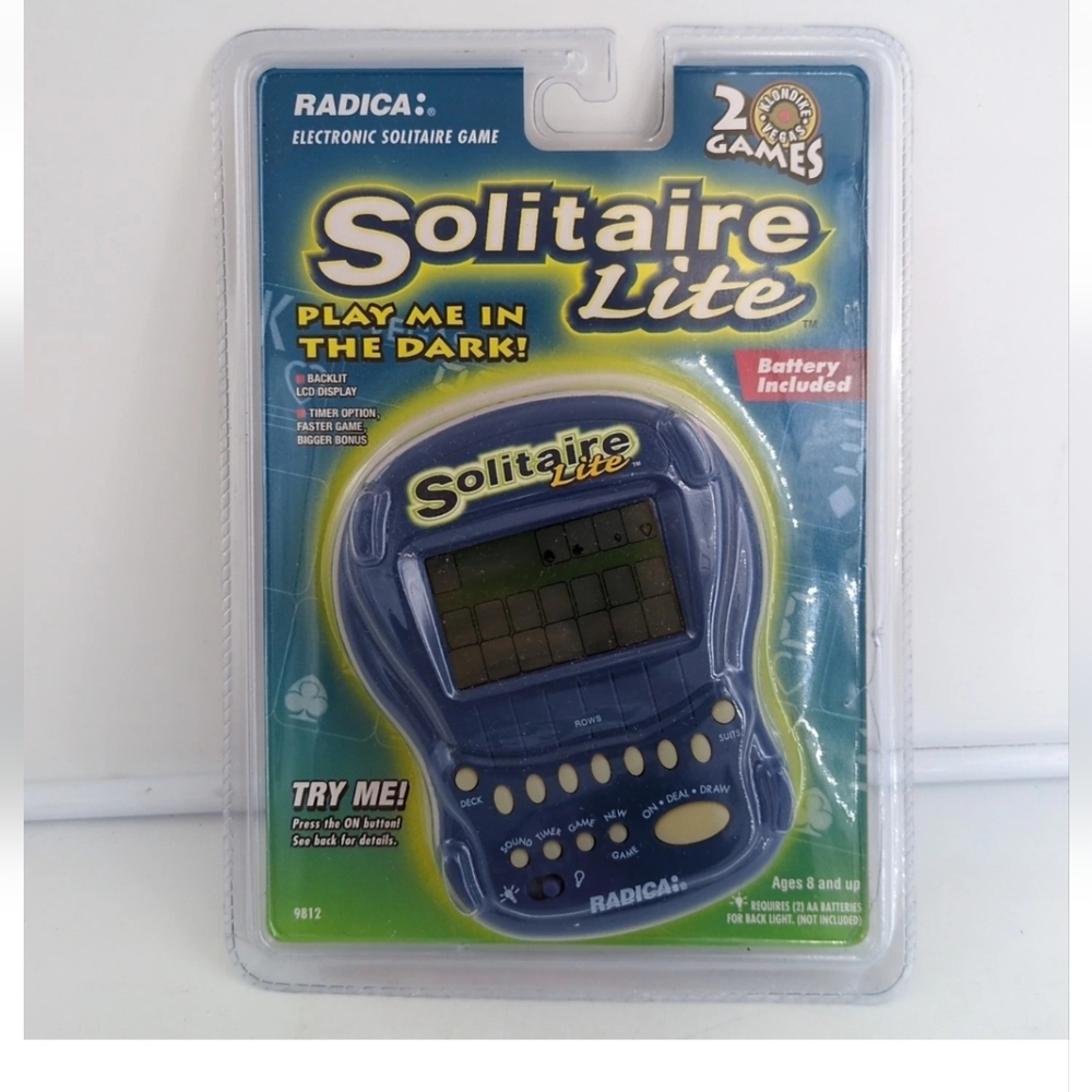 Vtg 97 Radica Electronic Solitaire Lite Handheld Game Toy Vintage New Open Pack